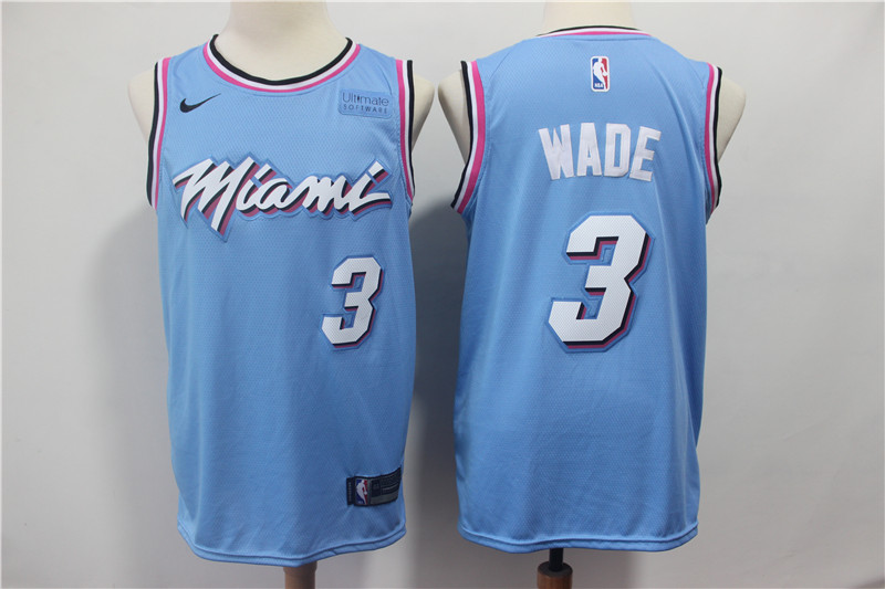 Men Miami Heat #3 Wade blue City Edition Game Nike NBA Jerseys